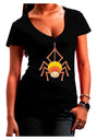 Cute Candy Corn Spider - Halloween Juniors V-Neck Dark T-Shirt-Womens V-Neck T-Shirts-TooLoud-Black-Juniors Fitted Small-Davson Sales