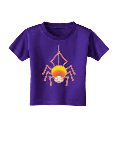 Cute Candy Corn Spider - Halloween Toddler T-Shirt Dark-Toddler T-Shirt-TooLoud-Purple-06-Months-Davson Sales