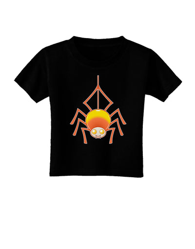 Cute Candy Corn Spider - Halloween Toddler T-Shirt Dark-Toddler T-Shirt-TooLoud-Black-06-Months-Davson Sales