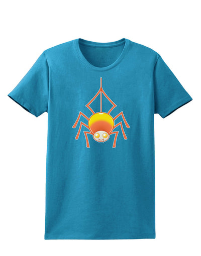 Cute Candy Corn Spider - Halloween Womens Dark T-Shirt-Womens T-Shirt-TooLoud-Turquoise-X-Small-Davson Sales