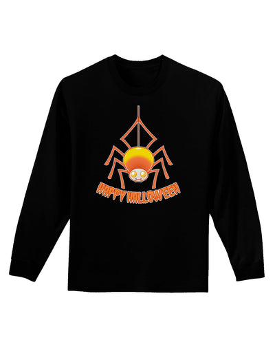 Cute Candy Corn Spider - Happy Halloween Adult Long Sleeve Dark T-Shirt-TooLoud-Black-Small-Davson Sales