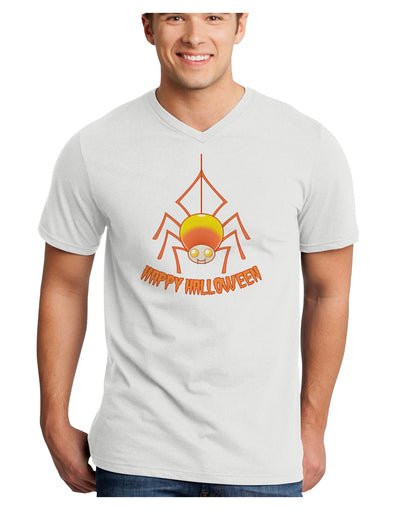 Cute Candy Corn Spider - Happy Halloween Adult V-Neck T-shirt-Mens V-Neck T-Shirt-TooLoud-White-Small-Davson Sales