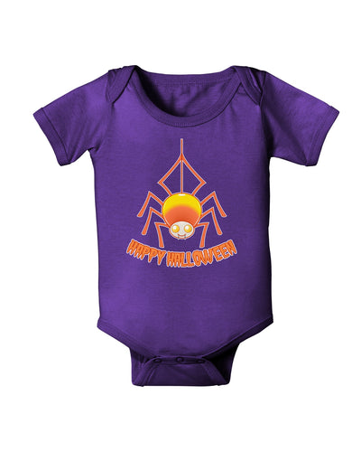 Cute Candy Corn Spider - Happy Halloween Baby Romper Bodysuit Dark-Baby Romper-TooLoud-Purple-06-Months-Davson Sales