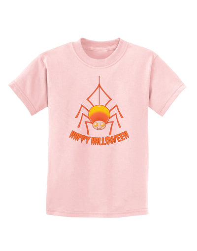 Cute Candy Corn Spider - Happy Halloween Childrens T-Shirt-Childrens T-Shirt-TooLoud-PalePink-X-Small-Davson Sales