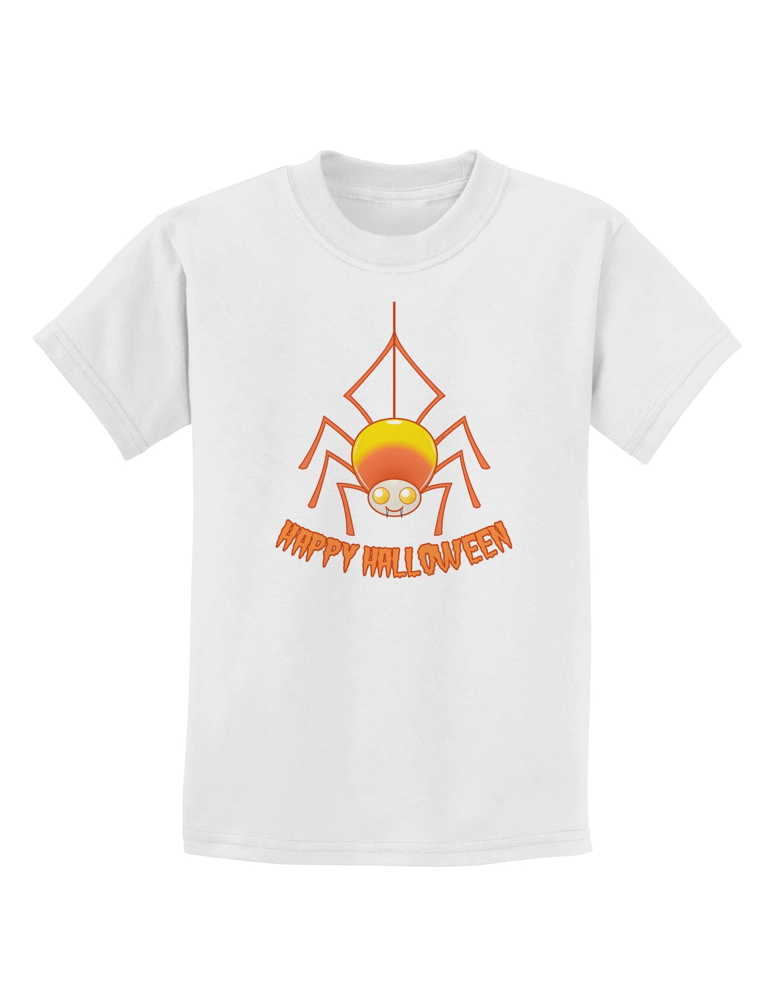Cute Candy Corn Spider - Happy Halloween Childrens T-Shirt-Childrens T-Shirt-TooLoud-White-X-Small-Davson Sales