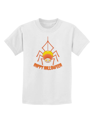 Cute Candy Corn Spider - Happy Halloween Childrens T-Shirt-Childrens T-Shirt-TooLoud-White-X-Small-Davson Sales