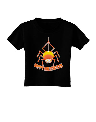 Cute Candy Corn Spider - Happy Halloween Toddler T-Shirt Dark-Toddler T-Shirt-TooLoud-Black-06-Months-Davson Sales