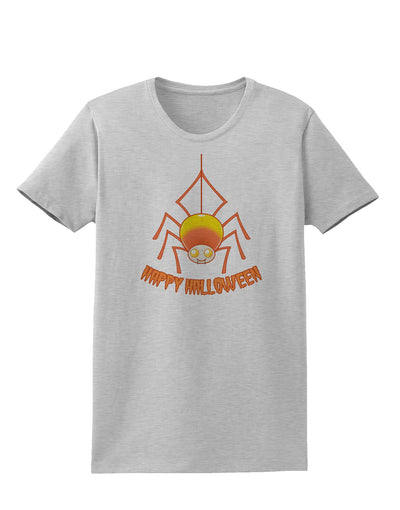 Cute Candy Corn Spider - Happy Halloween Womens T-Shirt-Womens T-Shirt-TooLoud-AshGray-X-Small-Davson Sales