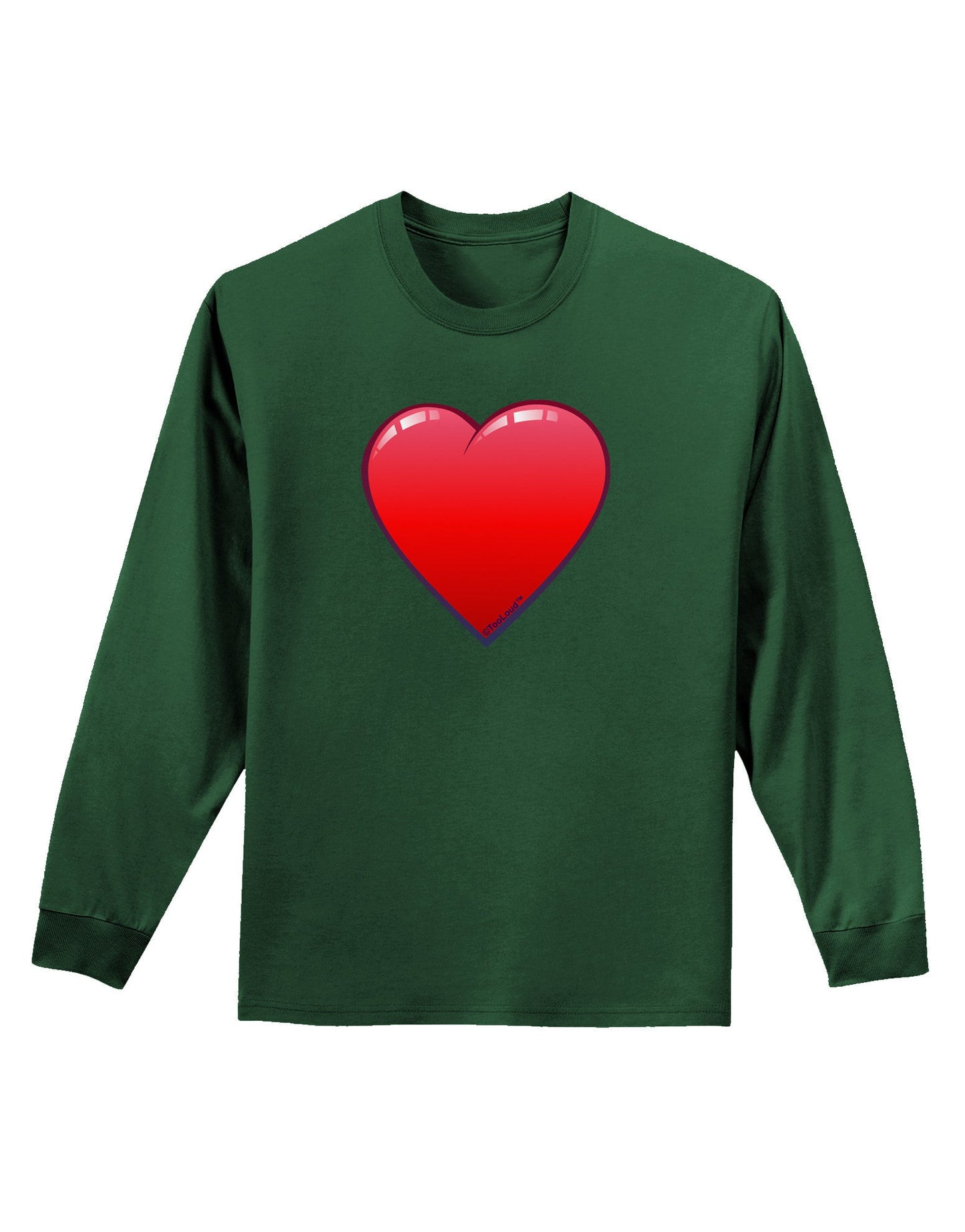 Cute Cartoon Heart Adult Long Sleeve Dark T-Shirt-TooLoud-Dark-Green-Small-Davson Sales