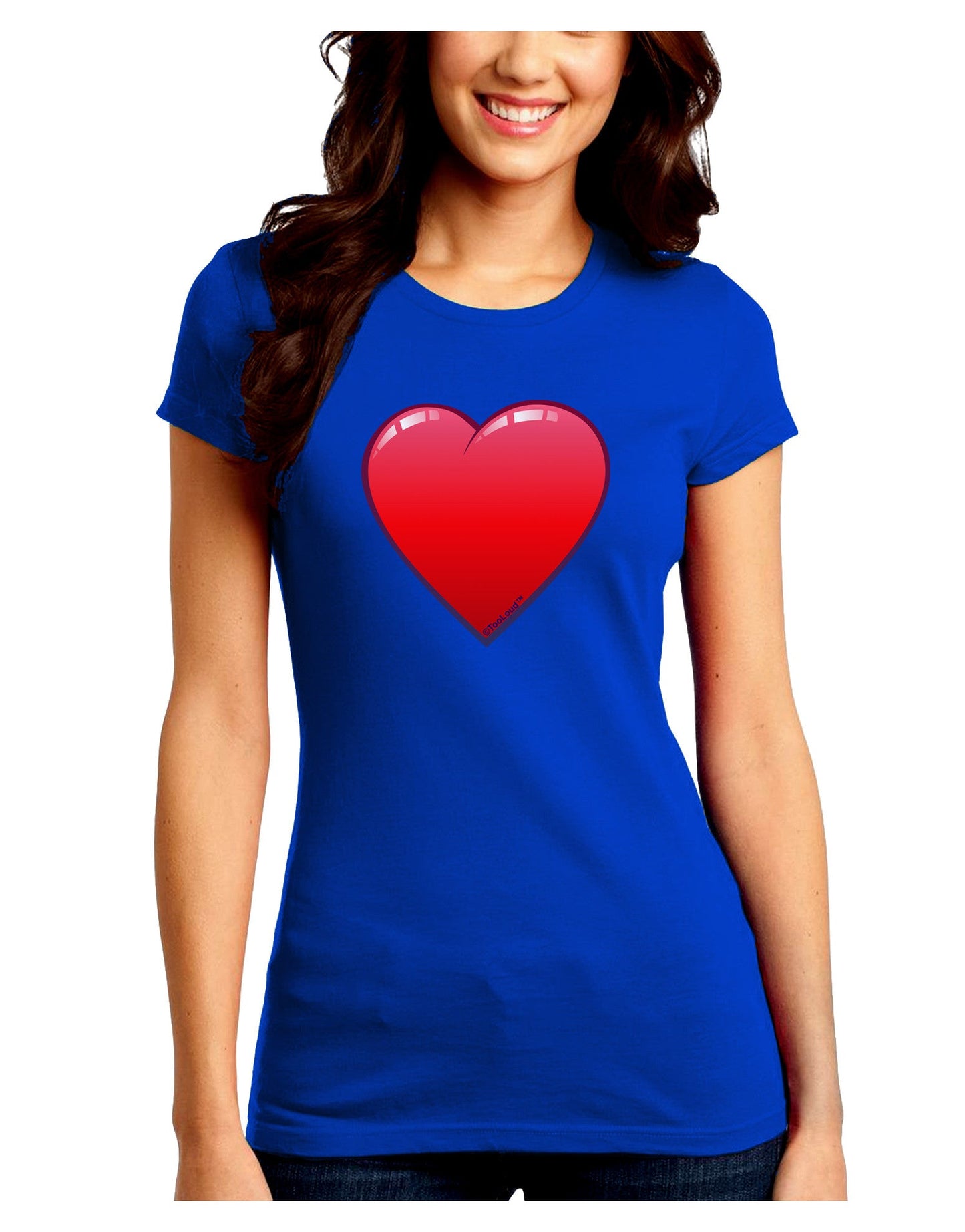 Cute Cartoon Heart Juniors Petite Crew Dark T-Shirt-T-Shirts Juniors Tops-TooLoud-Royal-Blue-Juniors Fitted Small-Davson Sales