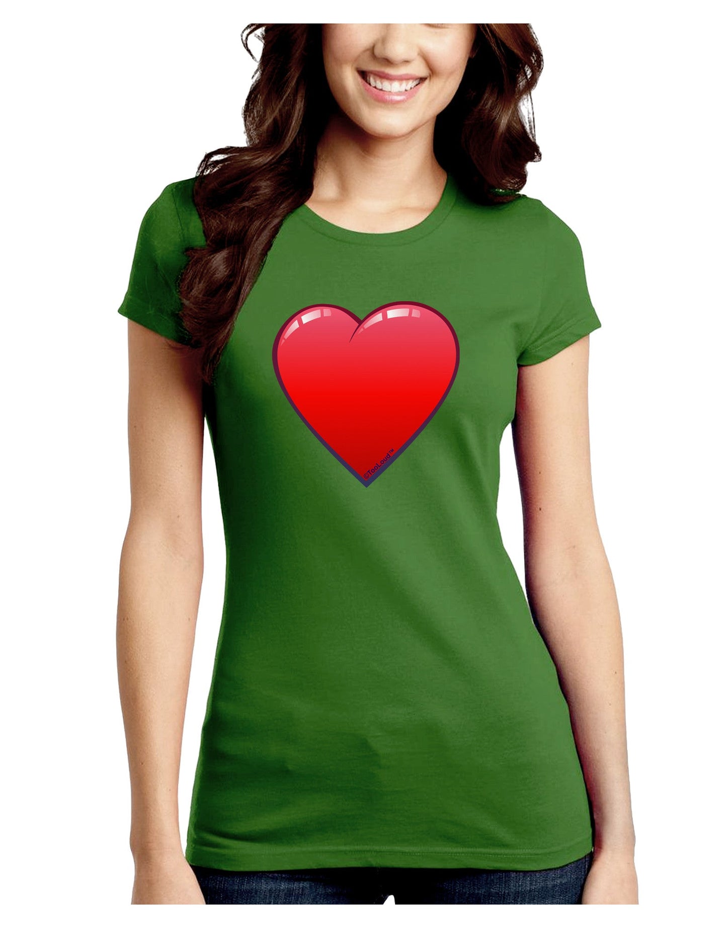 Cute Cartoon Heart Juniors Petite Crew Dark T-Shirt-T-Shirts Juniors Tops-TooLoud-Kiwi-Green-Juniors Fitted Small-Davson Sales