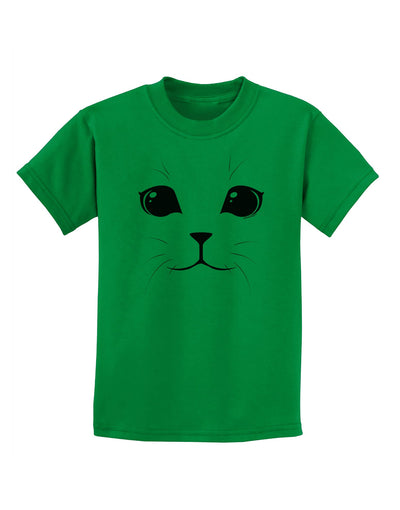 Cute Cat Face Childrens T-Shirt-Childrens T-Shirt-TooLoud-Kelly-Green-X-Small-Davson Sales