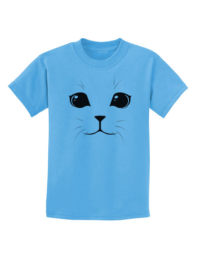 Cute Cat Face Childrens T-Shirt-Childrens T-Shirt-TooLoud-Aquatic-Blue-X-Small-Davson Sales