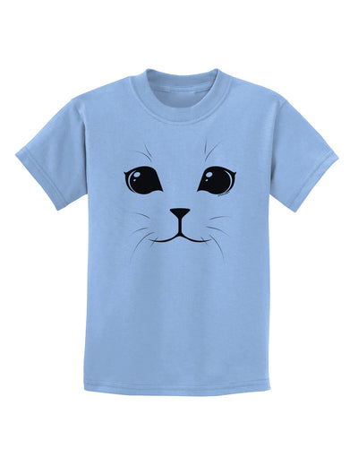 Cute Cat Face Childrens T-Shirt-Childrens T-Shirt-TooLoud-Light-Blue-X-Small-Davson Sales