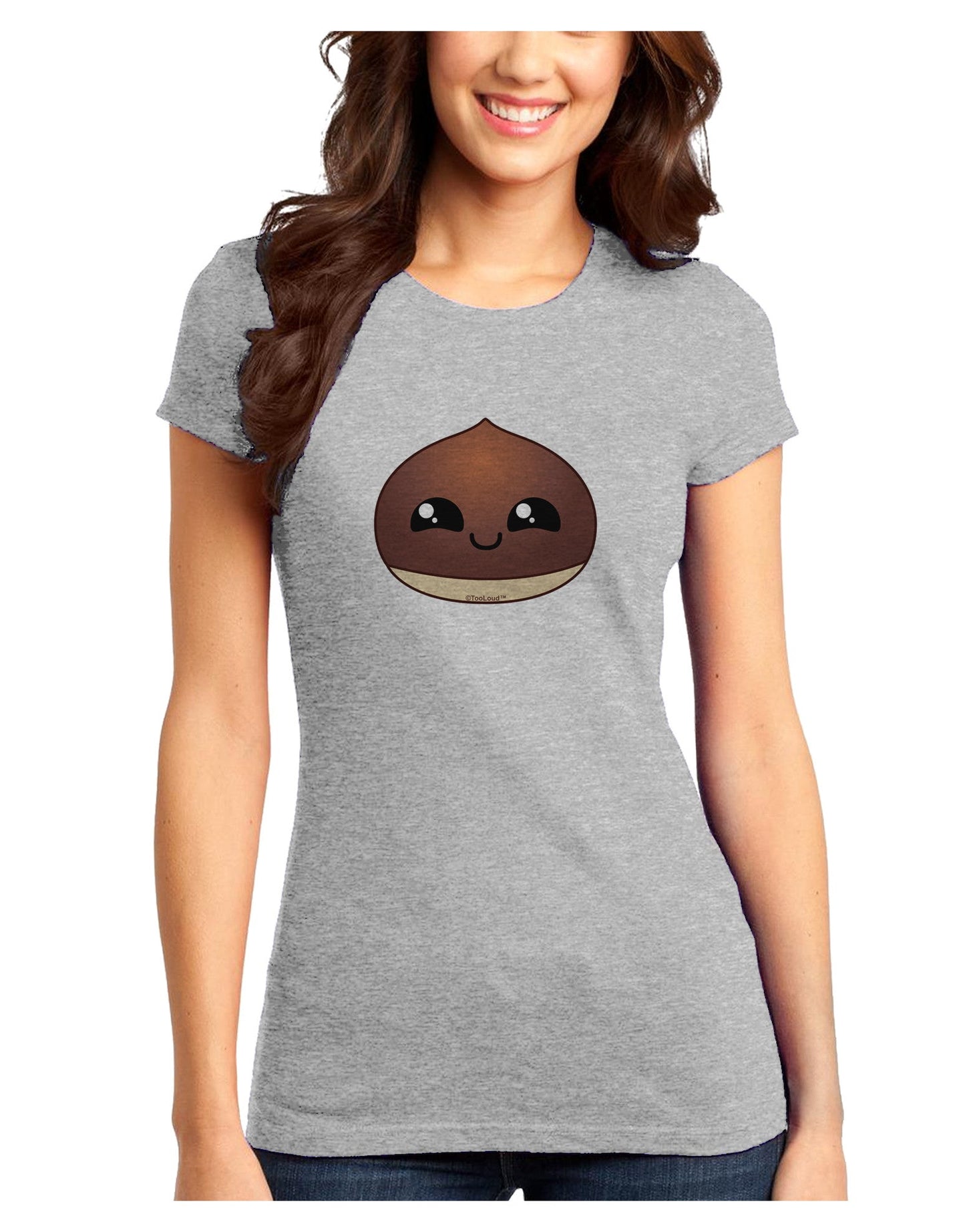 Cute Chestnut Design - Christmas Juniors T-Shirt-Womens Juniors T-Shirt-TooLoud-Ash-Gray-Juniors Fitted XS-Davson Sales