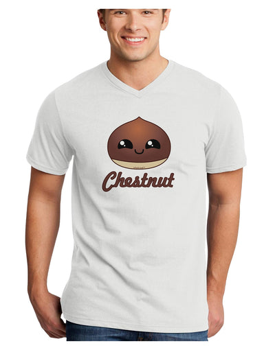 Cute Chestnut Design - Christmas Text Adult V-Neck T-shirt-Mens V-Neck T-Shirt-TooLoud-White-Small-Davson Sales