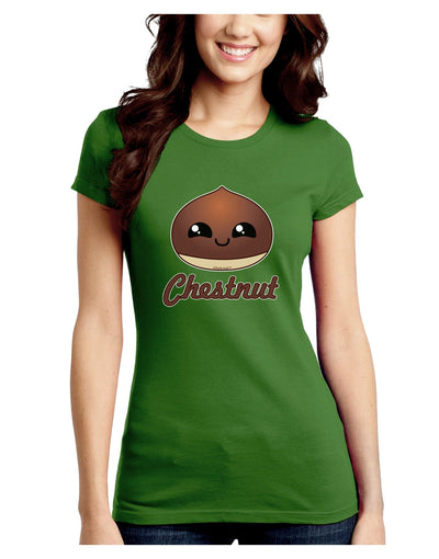 Cute Chestnut Design - Christmas Text Juniors Crew Dark T-Shirt-T-Shirts Juniors Tops-TooLoud-Kiwi-Green-Juniors Fitted XS-Davson Sales