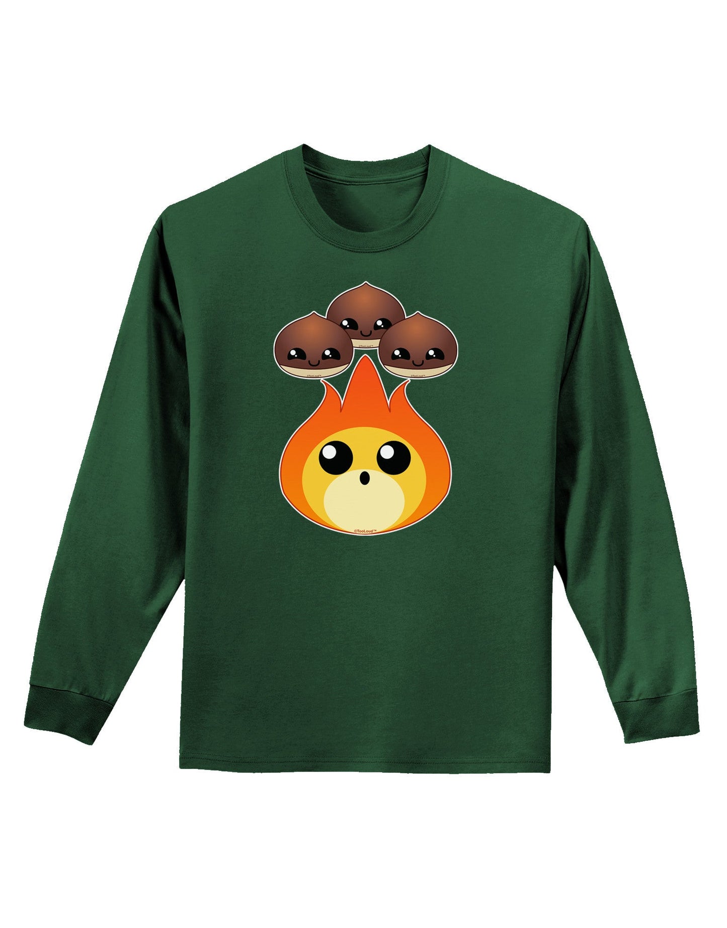 Cute Chestnuts Roasting - Christmas Adult Long Sleeve Dark T-Shirt-TooLoud-Dark-Green-Small-Davson Sales