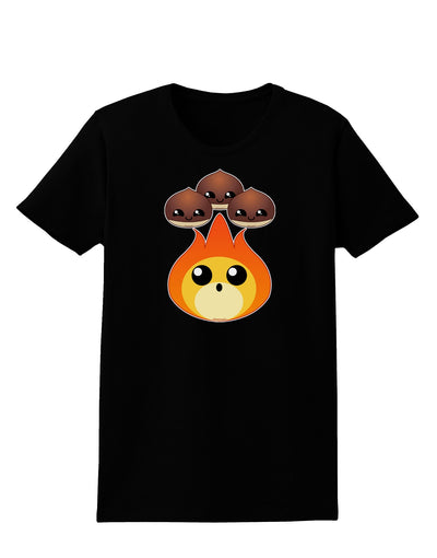 Cute Chestnuts Roasting - Christmas Womens Dark T-Shirt-Womens T-Shirt-TooLoud-Black-X-Small-Davson Sales