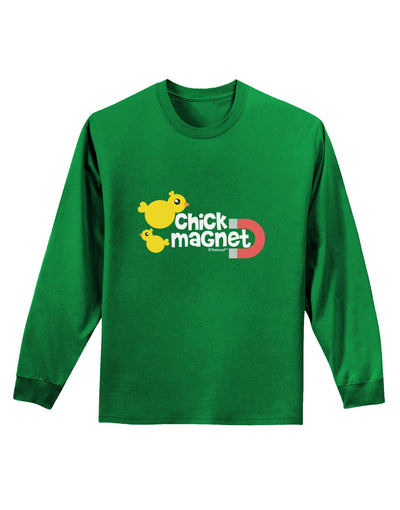 Cute Chick Magnet Design Adult Long Sleeve Dark T-Shirt-TooLoud-Kelly-Green-Small-Davson Sales