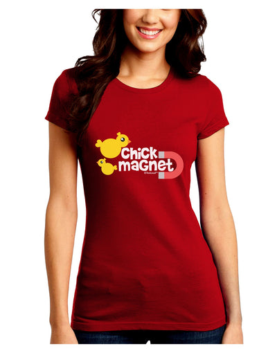 Cute Chick Magnet Design Juniors Crew Dark T-Shirt-T-Shirts Juniors Tops-TooLoud-Red-Juniors Fitted Small-Davson Sales