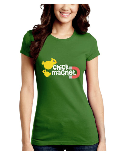 Cute Chick Magnet Design Juniors Crew Dark T-Shirt-T-Shirts Juniors Tops-TooLoud-Kiwi-Green-Juniors Fitted Small-Davson Sales