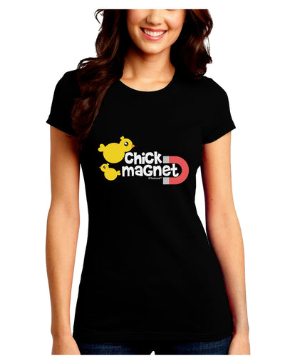 Cute Chick Magnet Design Juniors Crew Dark T-Shirt-T-Shirts Juniors Tops-TooLoud-Black-Juniors Fitted Small-Davson Sales