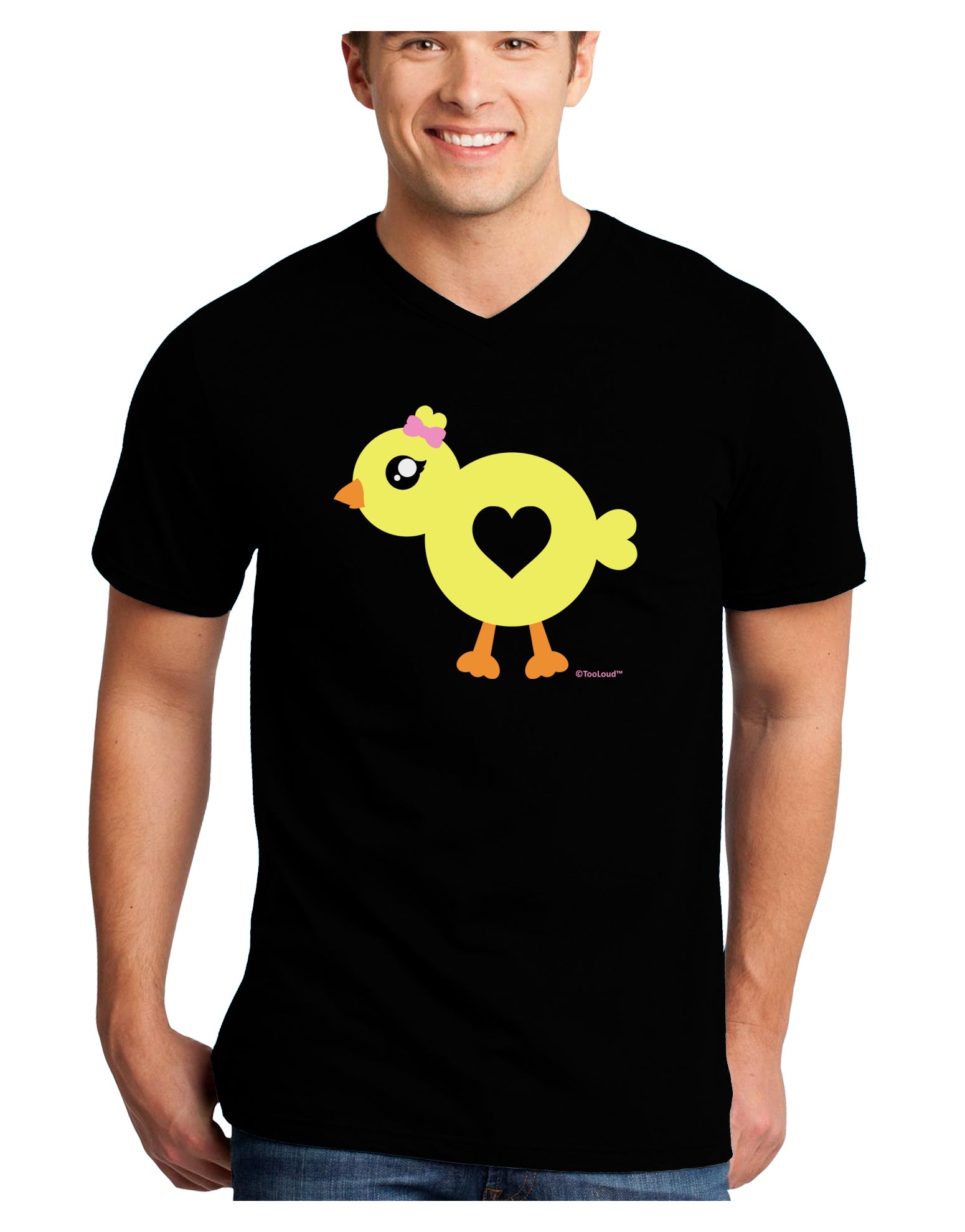 Cute Chick with Bow Adult Dark V-Neck T-Shirt by TooLoud-Mens V-Neck T-Shirt-TooLoud-Black-Small-Davson Sales