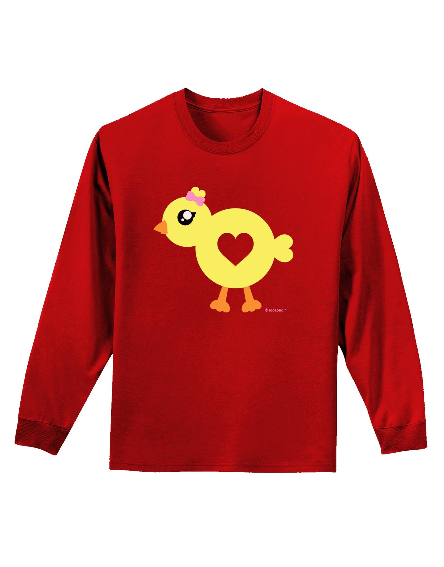 Cute Chick with Bow Adult Long Sleeve Dark T-Shirt by TooLoud-TooLoud-Red-Small-Davson Sales