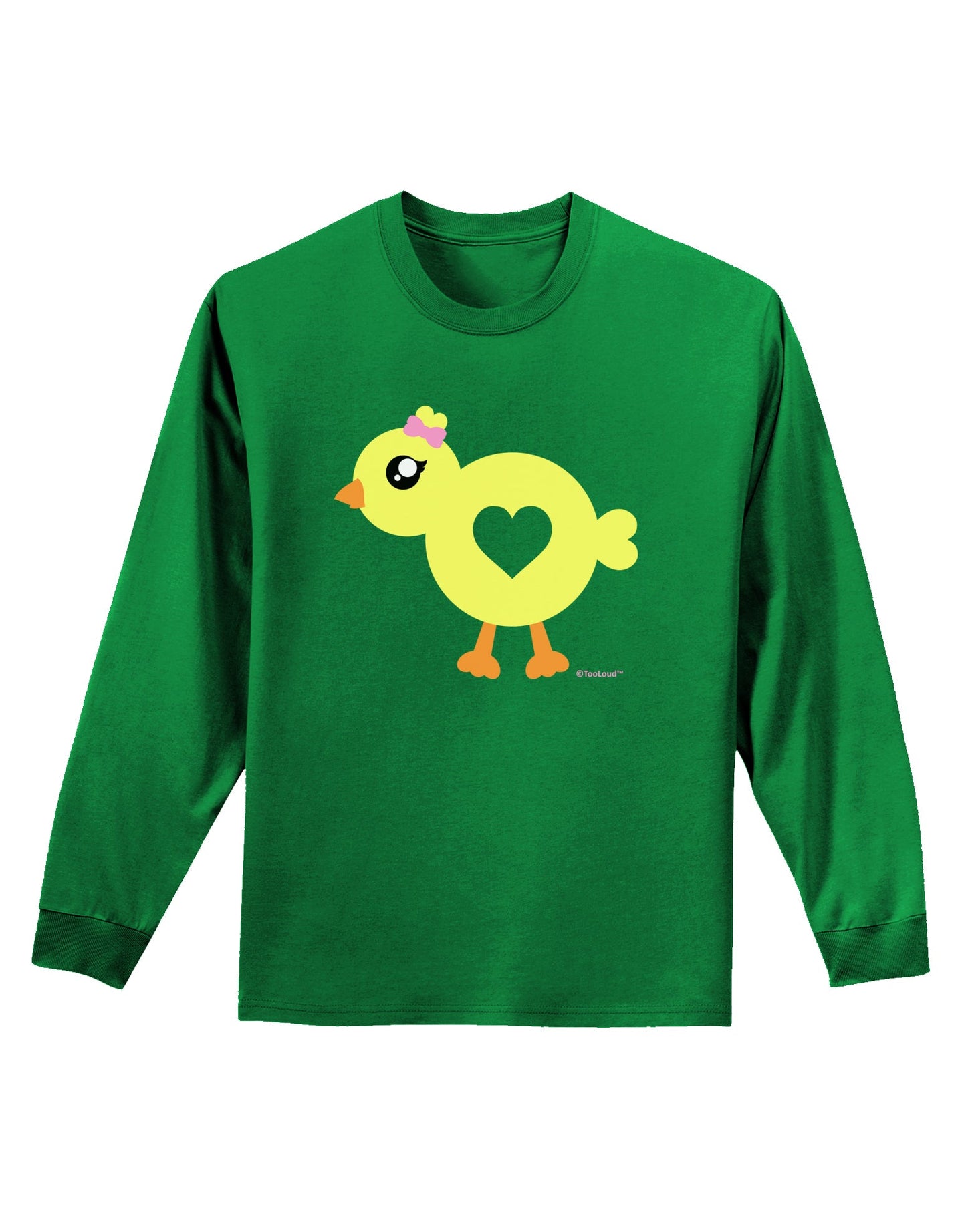 Cute Chick with Bow Adult Long Sleeve Dark T-Shirt by TooLoud-TooLoud-Kelly-Green-Small-Davson Sales
