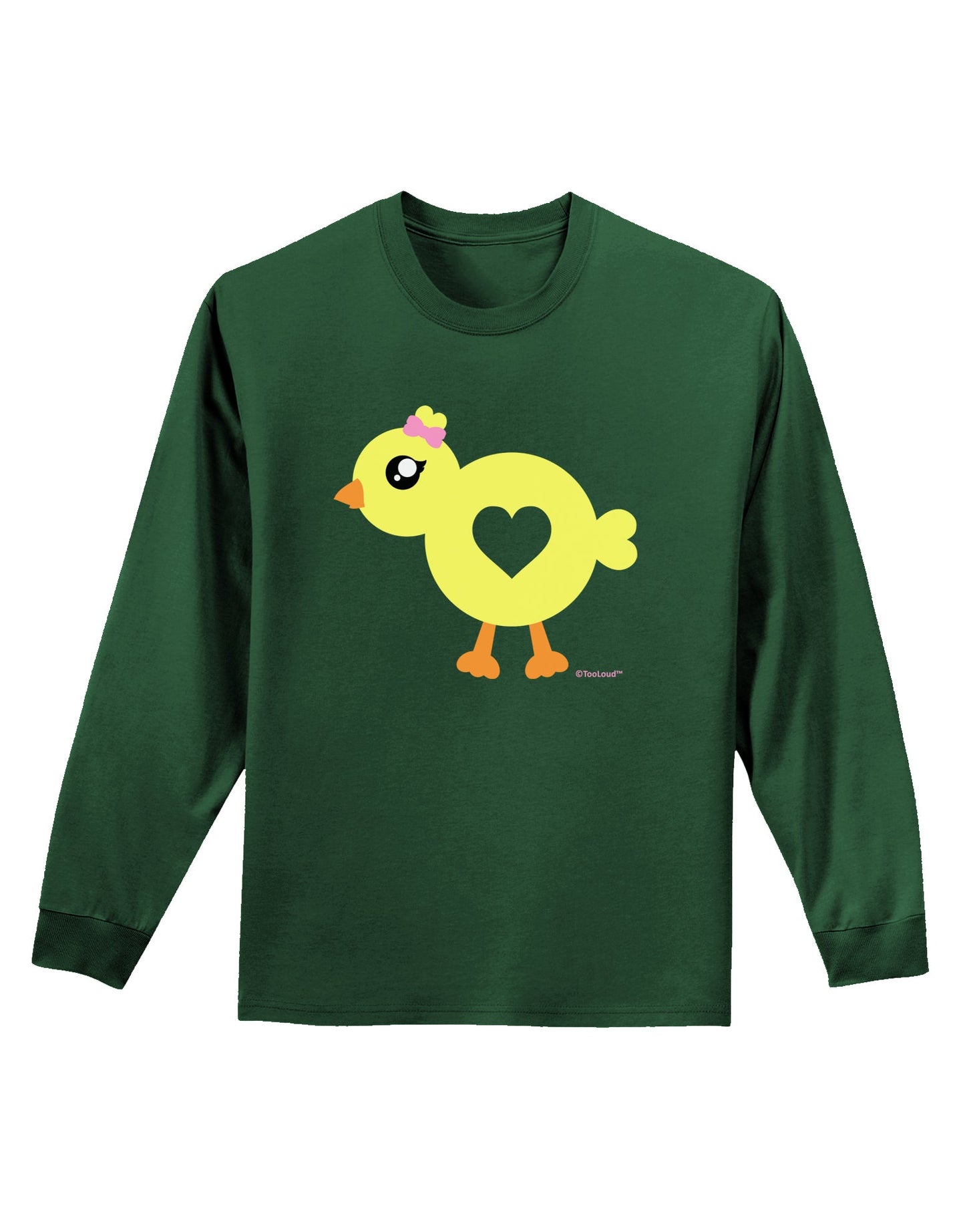 Cute Chick with Bow Adult Long Sleeve Dark T-Shirt by TooLoud-TooLoud-Dark-Green-Small-Davson Sales