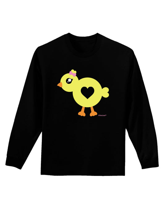 Cute Chick with Bow Adult Long Sleeve Dark T-Shirt by TooLoud-TooLoud-Black-Small-Davson Sales