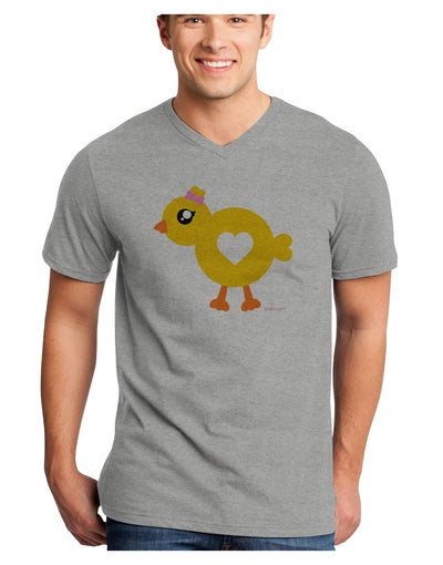 Cute Chick with Bow Adult V-Neck T-shirt by TooLoud-Mens V-Neck T-Shirt-TooLoud-HeatherGray-Small-Davson Sales