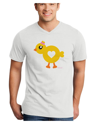 Cute Chick with Bow Adult V-Neck T-shirt by TooLoud-Mens V-Neck T-Shirt-TooLoud-White-Small-Davson Sales