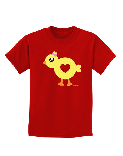 Cute Chick with Bow Childrens Dark T-Shirt by TooLoud-Childrens T-Shirt-TooLoud-Red-X-Small-Davson Sales