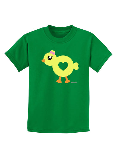 Cute Chick with Bow Childrens Dark T-Shirt by TooLoud-Childrens T-Shirt-TooLoud-Kelly-Green-X-Small-Davson Sales