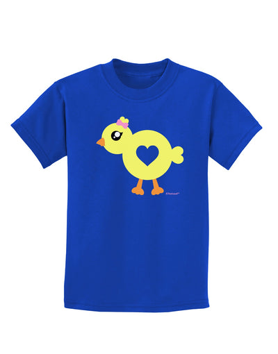 Cute Chick with Bow Childrens Dark T-Shirt by TooLoud-Childrens T-Shirt-TooLoud-Royal-Blue-X-Small-Davson Sales