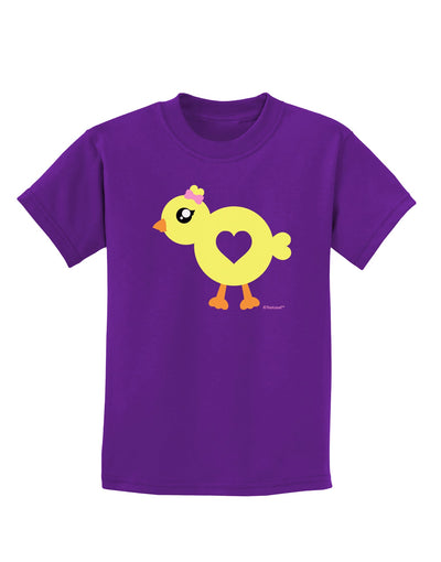 Cute Chick with Bow Childrens Dark T-Shirt by TooLoud-Childrens T-Shirt-TooLoud-Purple-X-Small-Davson Sales