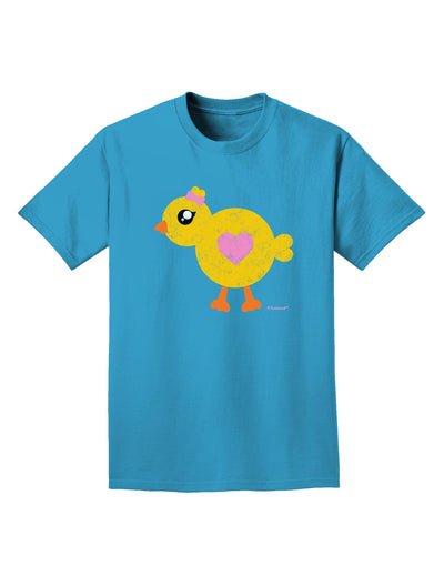 Cute Chick with Bow - Crayon Style Drawing Adult Dark T-Shirt by TooLoud-Mens T-Shirt-TooLoud-Turquoise-Small-Davson Sales