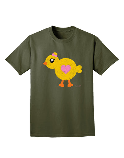 Cute Chick with Bow - Crayon Style Drawing Adult Dark T-Shirt by TooLoud-Mens T-Shirt-TooLoud-Military-Green-Small-Davson Sales