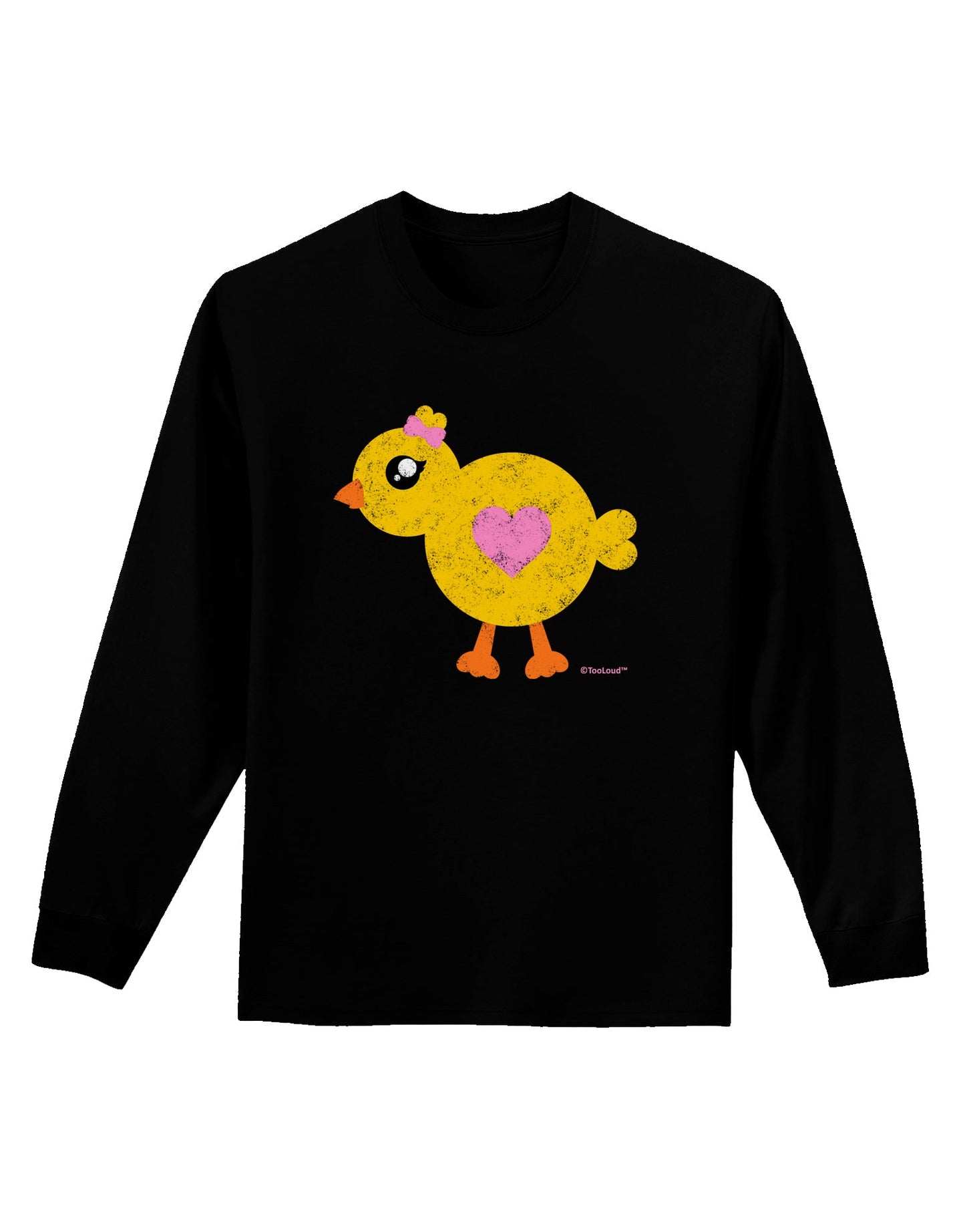 Cute Chick with Bow - Crayon Style Drawing Adult Long Sleeve Dark T-Shirt by TooLoud-TooLoud-Black-Small-Davson Sales
