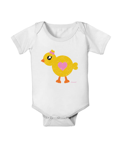 Cute Chick with Bow - Crayon Style Drawing Baby Romper Bodysuit by TooLoud-Baby Romper-TooLoud-White-06-Months-Davson Sales