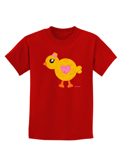 Cute Chick with Bow - Crayon Style Drawing Childrens Dark T-Shirt by TooLoud-Childrens T-Shirt-TooLoud-Red-X-Small-Davson Sales