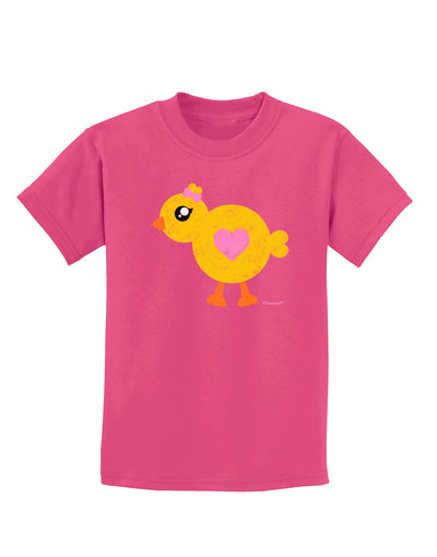 Cute Chick with Bow - Crayon Style Drawing Childrens Dark T-Shirt by TooLoud-Childrens T-Shirt-TooLoud-Sangria-X-Small-Davson Sales