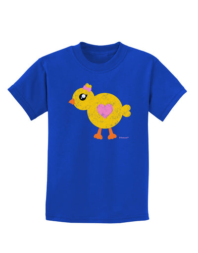 Cute Chick with Bow - Crayon Style Drawing Childrens Dark T-Shirt by TooLoud-Childrens T-Shirt-TooLoud-Royal-Blue-X-Small-Davson Sales