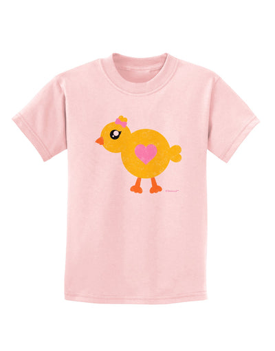 Cute Chick with Bow - Crayon Style Drawing Childrens T-Shirt by TooLoud-Childrens T-Shirt-TooLoud-PalePink-X-Small-Davson Sales