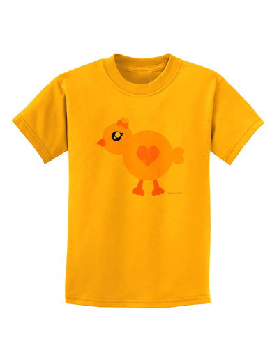 Cute Chick with Bow - Crayon Style Drawing Childrens T-Shirt by TooLoud-Childrens T-Shirt-TooLoud-Gold-X-Small-Davson Sales