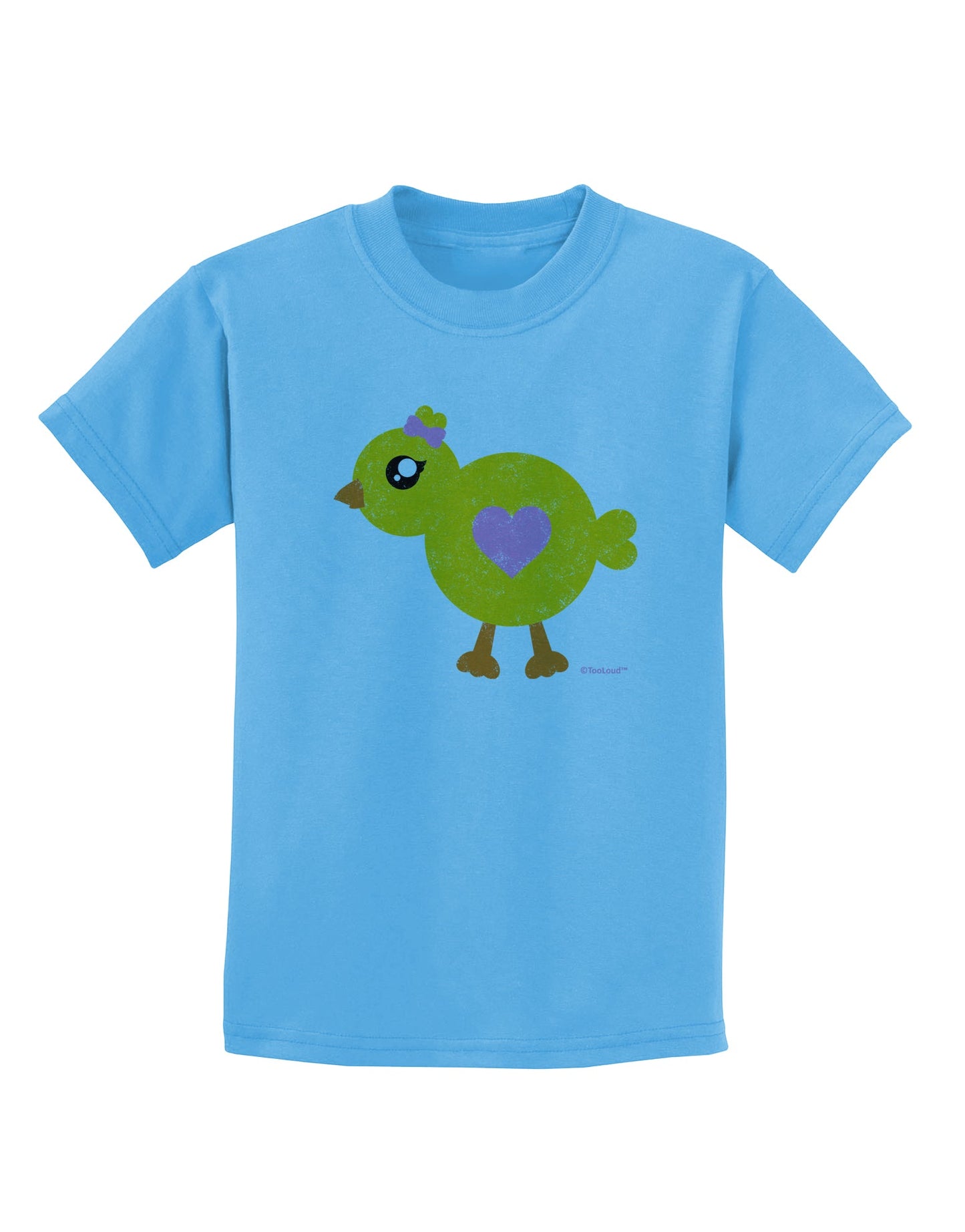 Cute Chick with Bow - Crayon Style Drawing Childrens T-Shirt by TooLoud-Childrens T-Shirt-TooLoud-Aquatic-Blue-X-Small-Davson Sales