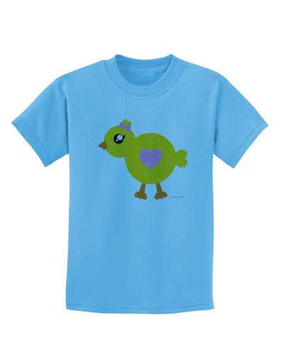 Cute Chick with Bow - Crayon Style Drawing Childrens T-Shirt by TooLoud-Childrens T-Shirt-TooLoud-Aquatic-Blue-X-Small-Davson Sales