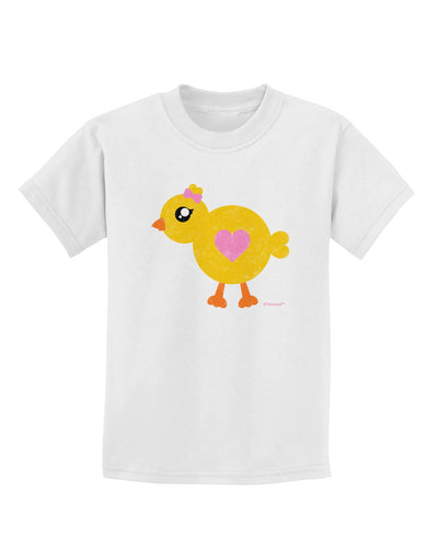 Cute Chick with Bow - Crayon Style Drawing Childrens T-Shirt by TooLoud-Childrens T-Shirt-TooLoud-White-X-Small-Davson Sales